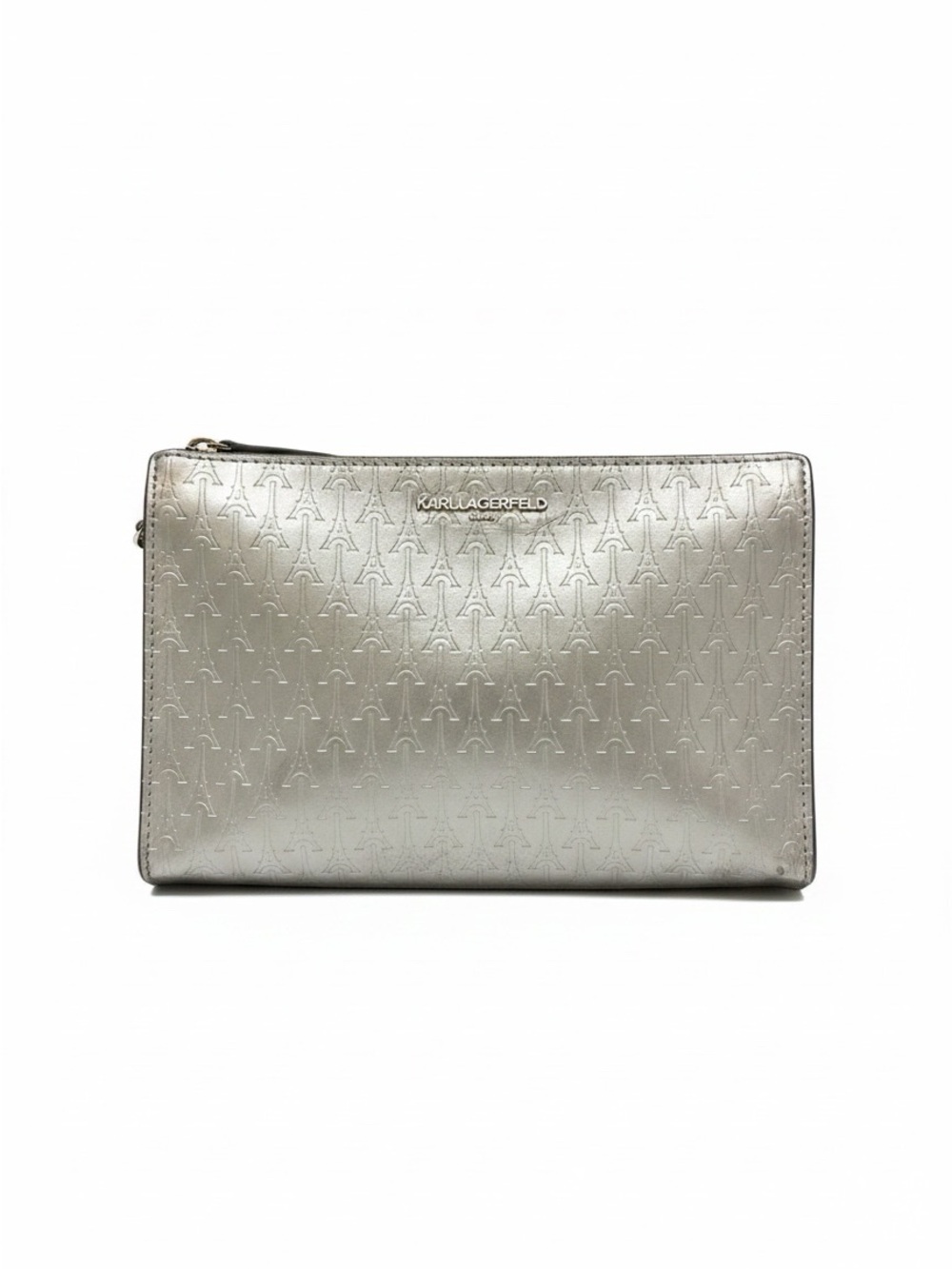 Karl Lagerfeld Metallic Silver Embossed Crossbody NWT
